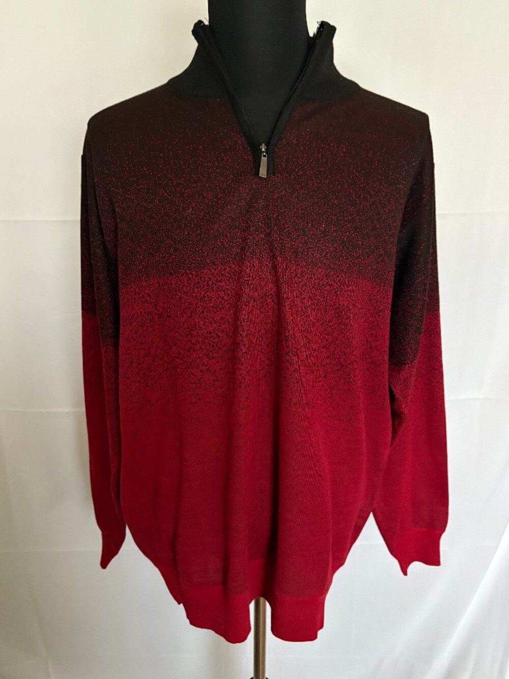 Whipper in Men's Sweater Half Zip Black Red Polyester Size 2XL